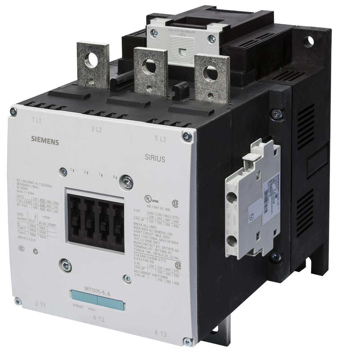 SIEMENS FURNAS ELECTRIC CO 3RT1075-6AF36 CONTACTOR