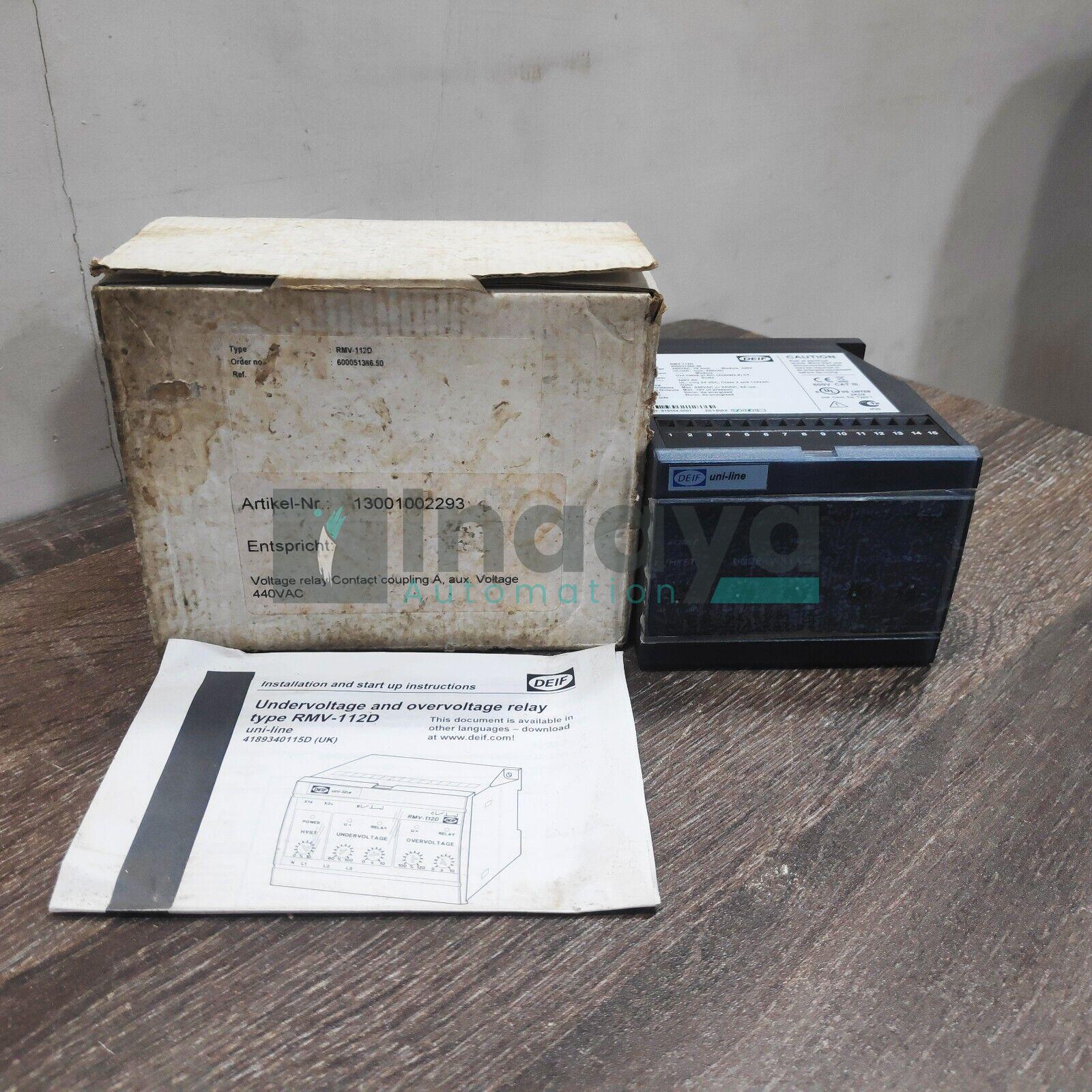 DEIF RMV-112D DELTA-440VAC-ND+ND-440VAC PROTECTIVE VOLTAGE RELAY COUPLING: DELTA MEASURING VOLTAGE 440/254V MODULE: 440V SUPPLY: 440 VAC RELAY B: NOR. DEENERGIZED RELAY C: NORM. DEENERGIZED