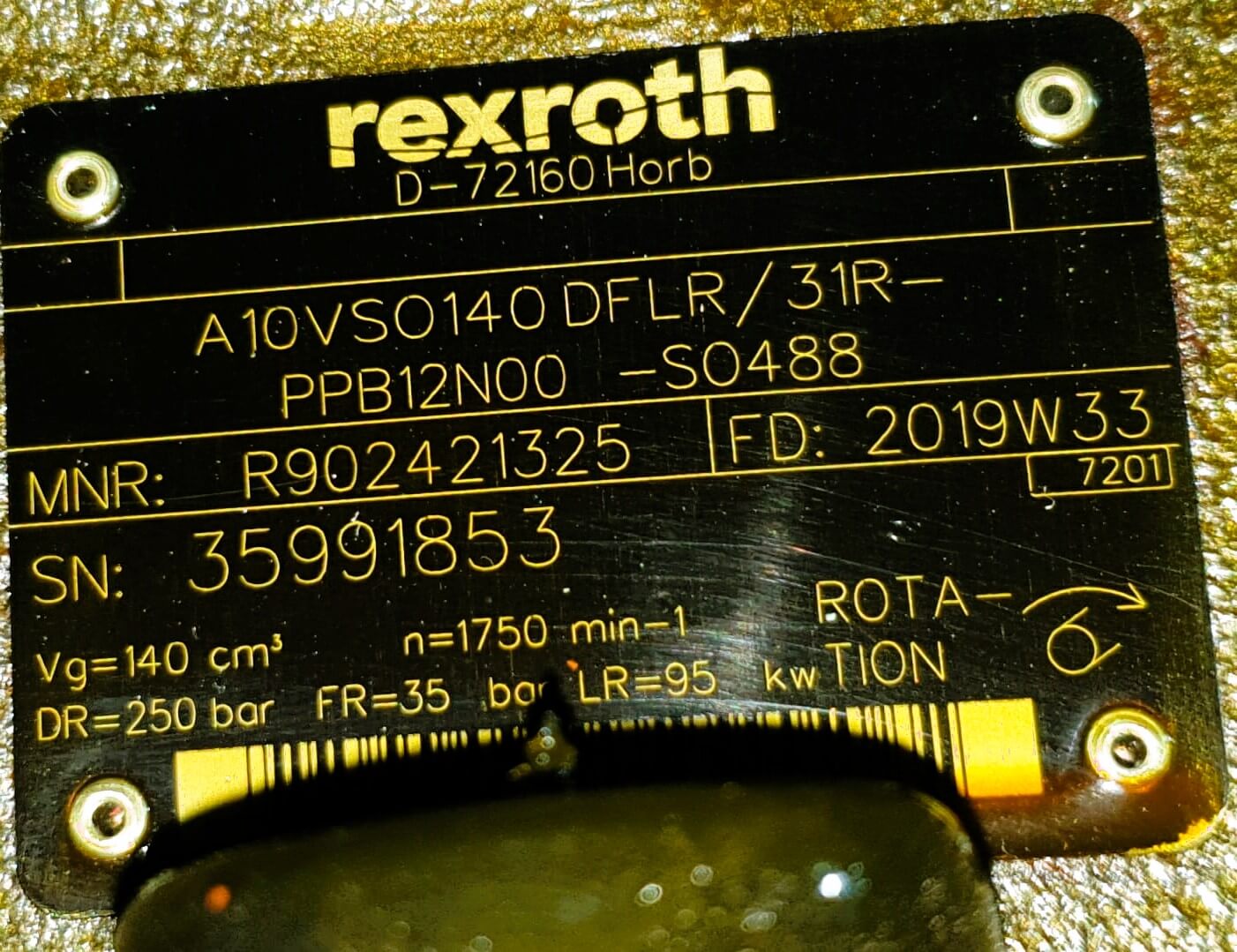 REXROTH A10VSO Hydraulics PISTON PUMP A10VSO140 DFLR/31R-PPB12N00 -SO488 R902421325 