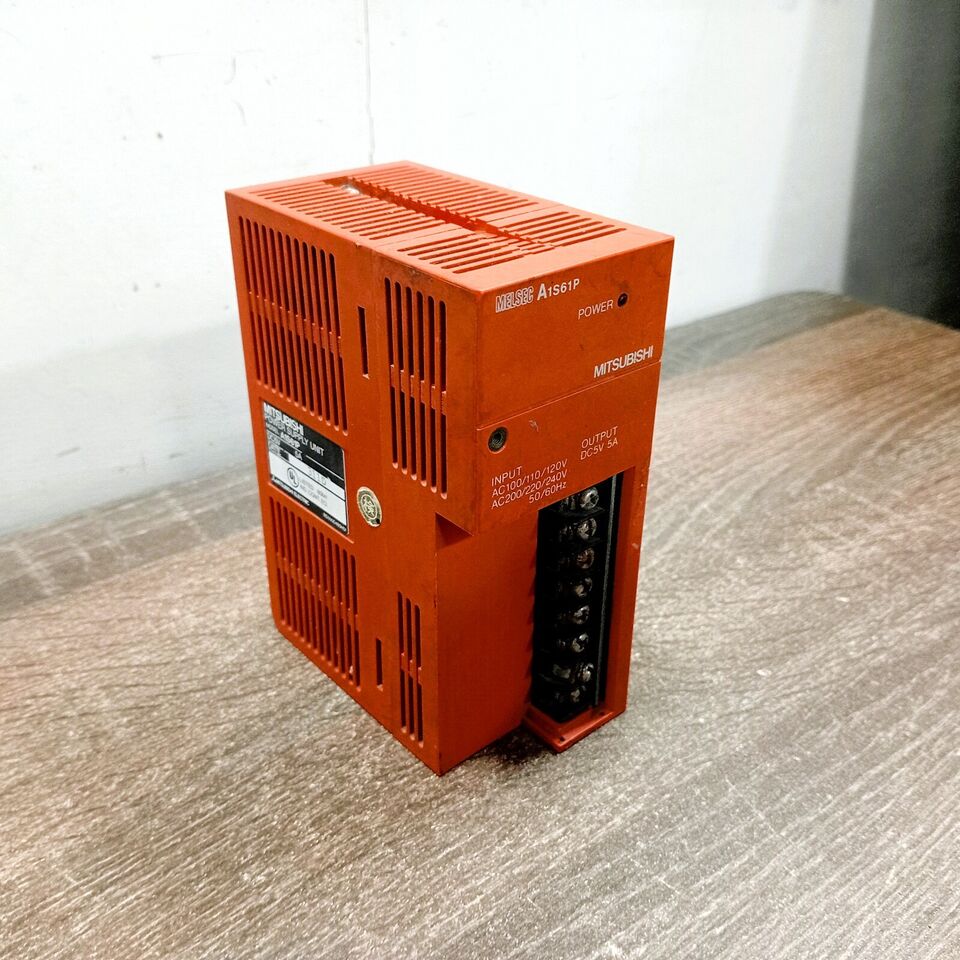 MITSUBISHI A1S61P POWER SUPPLY MODULE PROGRAMMABLE CONTROLLER INPUT: 100-240 VAC 50/60 HZ OUTPUT: 5 VDC 5 AMP MELSEC A SERIES