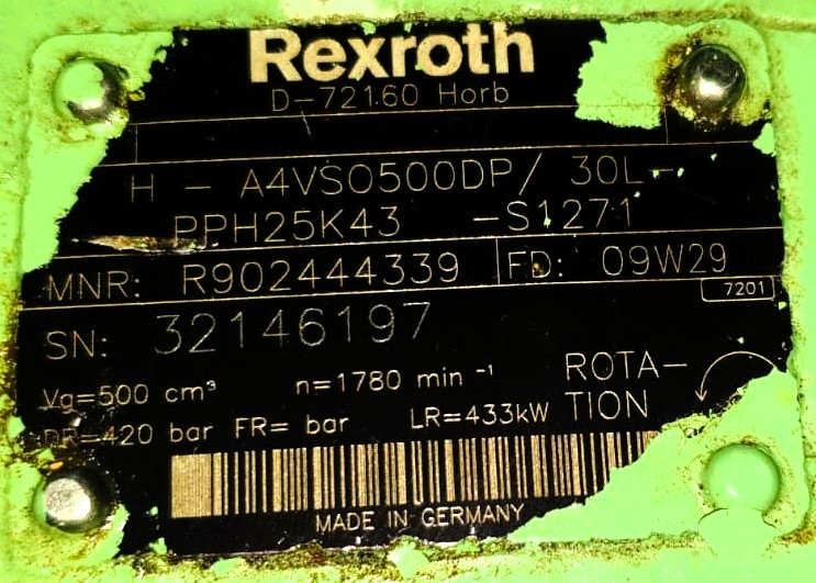 Rexroth A4VSO500DP/30L-PPH25K43 -S1271 Axial piston pump