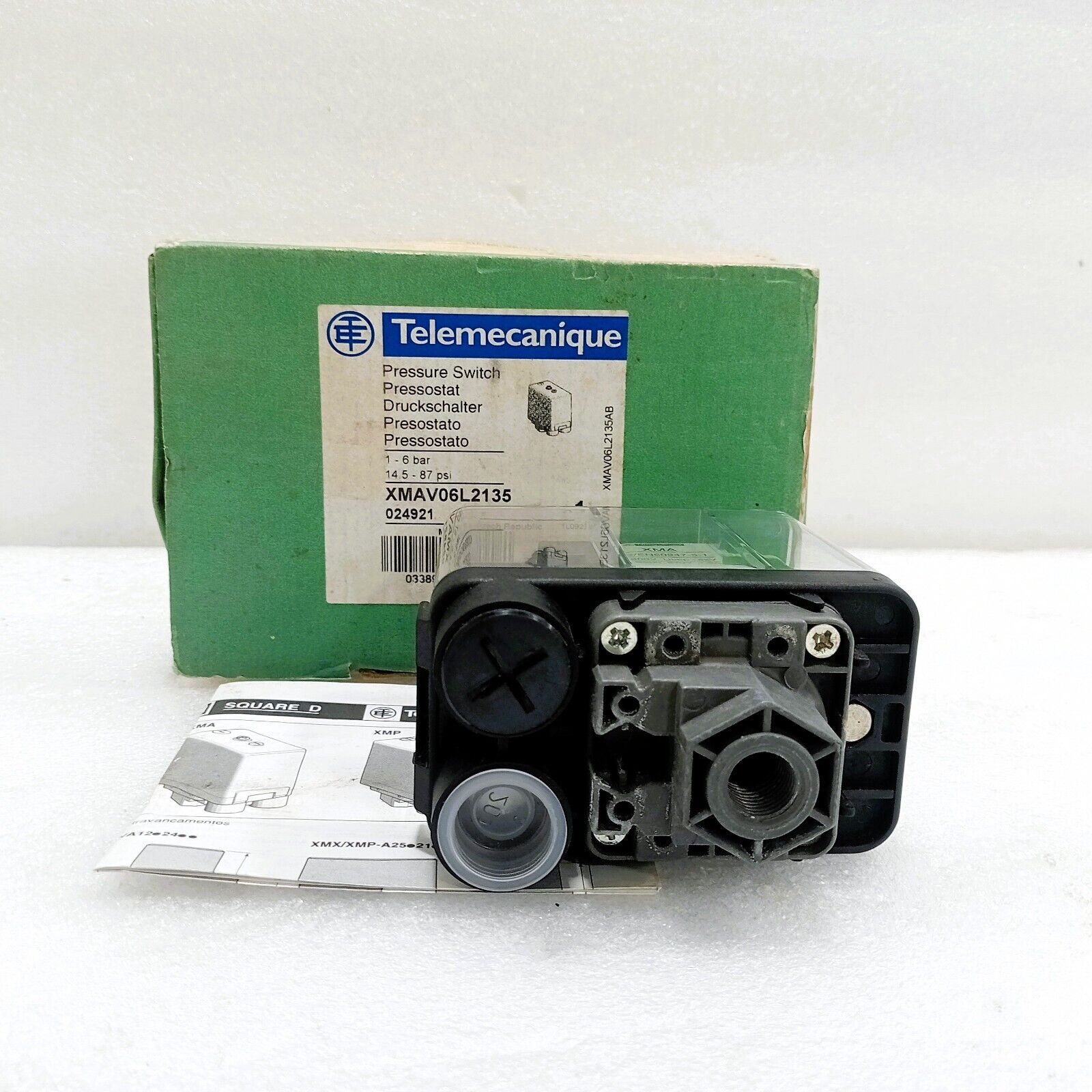 TELEMECANIQUE XMAV06L2135 AIR/WATER PRESSURE SWITCH 1-6BAR 14.5-87PSI