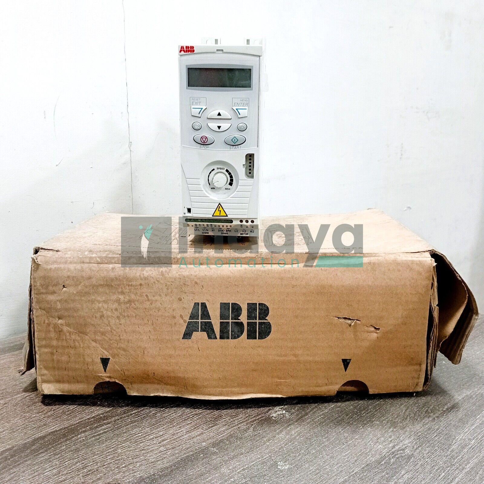 ABB ACS150-03E-01A9-4 AC DRIVE 0.55 KW / 0.75 HP TYPE ACS150 FREQUENCY CONVERTER FRAME SIZE R0 3 PHASE 380-480 VAC INPUT 50/60 HZ 3.6 AMP 0-500 HZ OUTPUT 1.9 AMP  