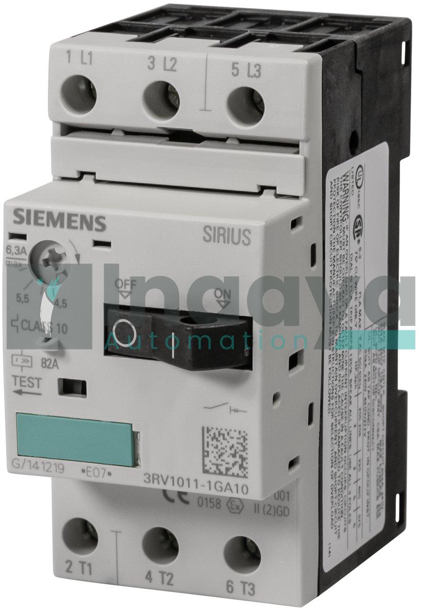 SIEMENS 3RV1011-1GA10 4.5-6.3 AMP CIRCUIT BREAKER 