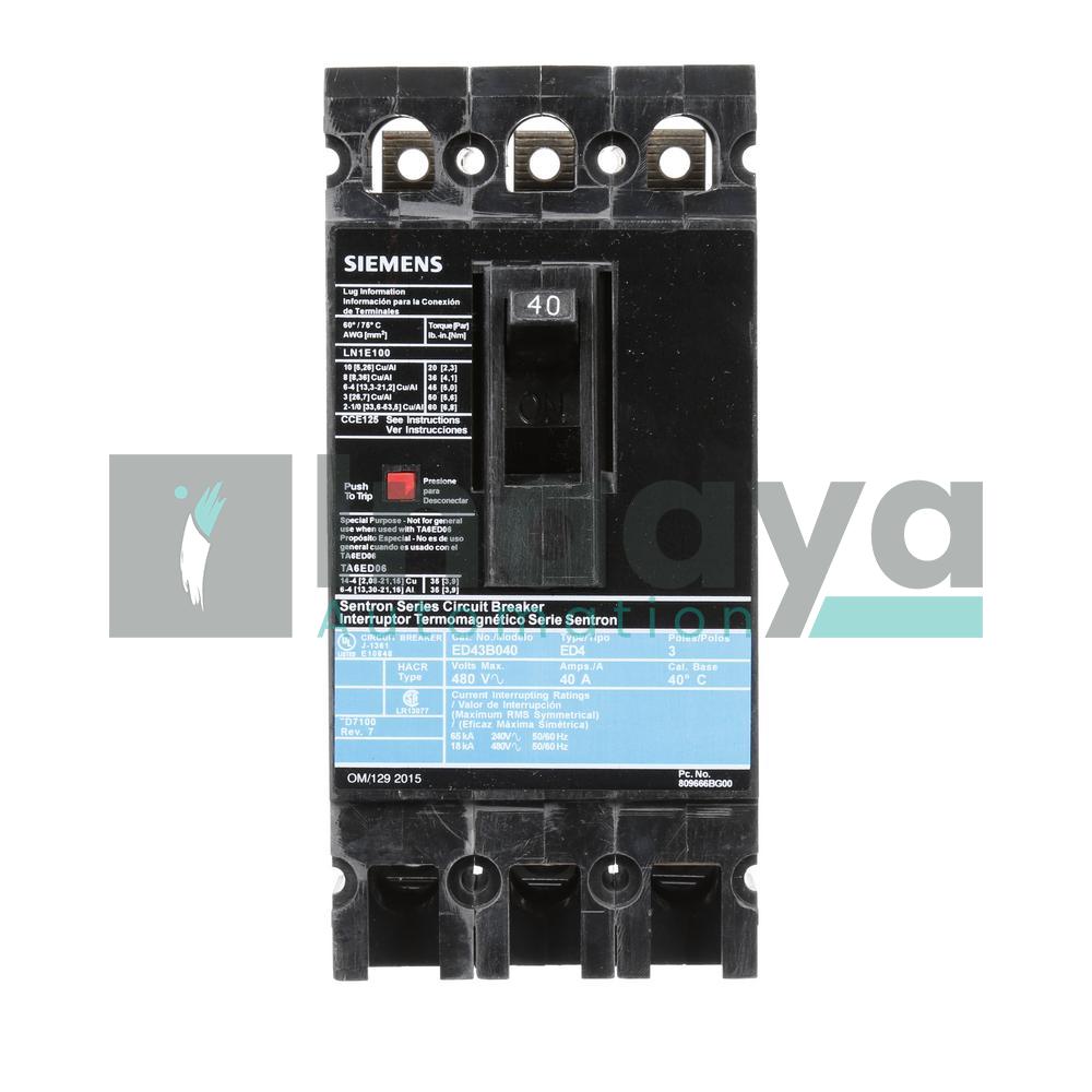 SIEMENS ED43B040 40 AMPS CIRCUIT BREAKER