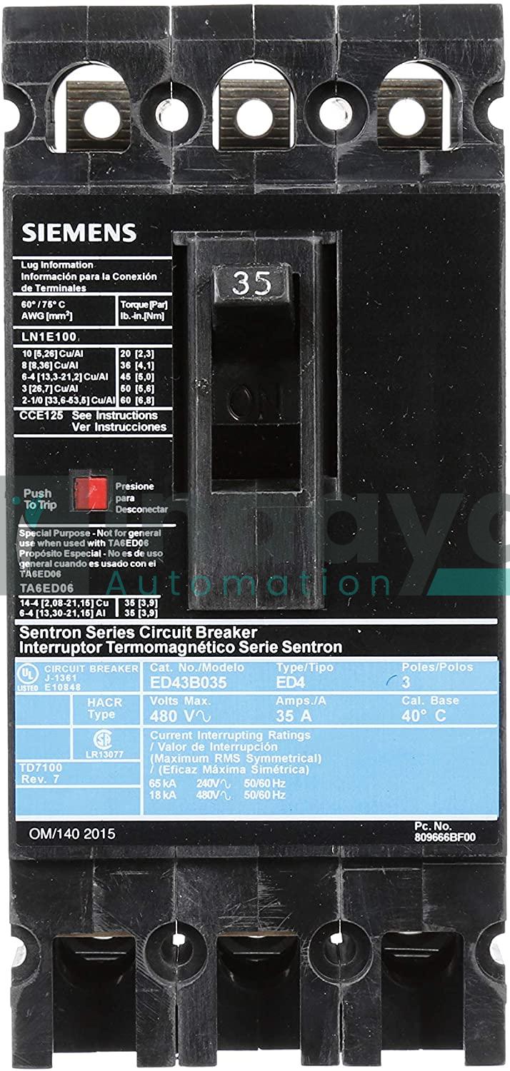  SIEMENS ED43B035 35A CIRCUIT BREAKER 